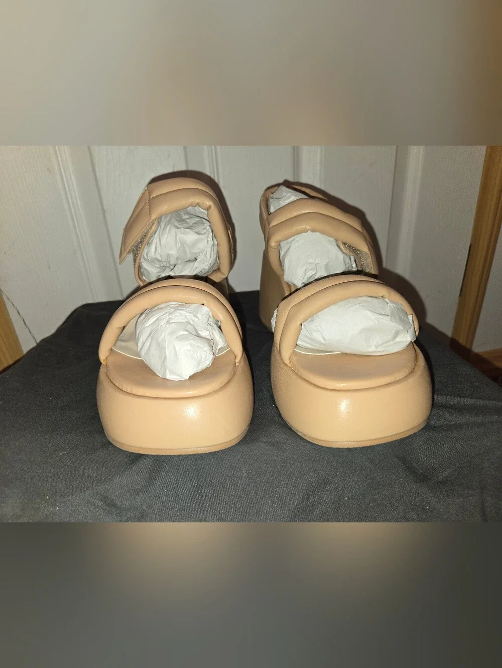 Womens Nude Platform Sandal - Comfortable Chunky Heel